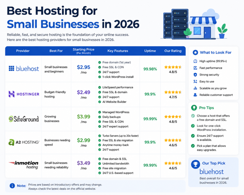Best Hosting for Small Businesses in 2026